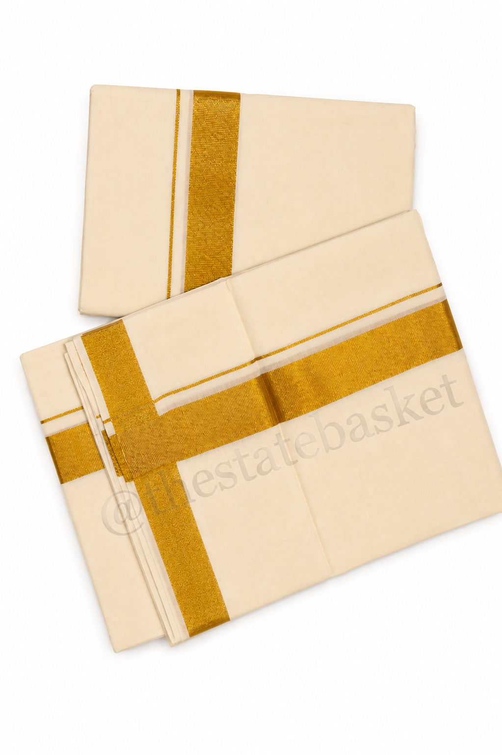MCR Gold Classic Kerala Double Mundu – Traditional Gold Border