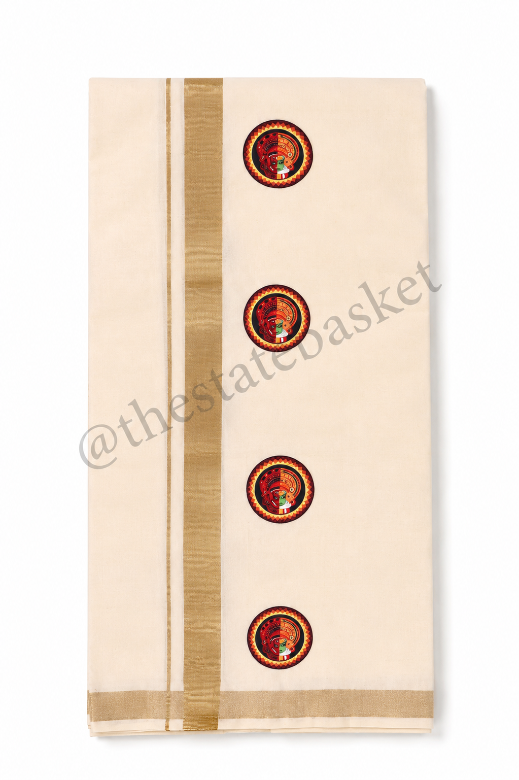 MCR Theyyam Kathakali Cream Kerala Double Mundu