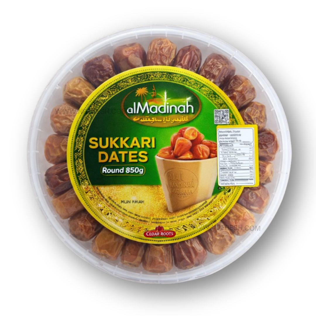 Al Madinah Sukkari Dates Round – 850g Premium Soft Saudi Dates