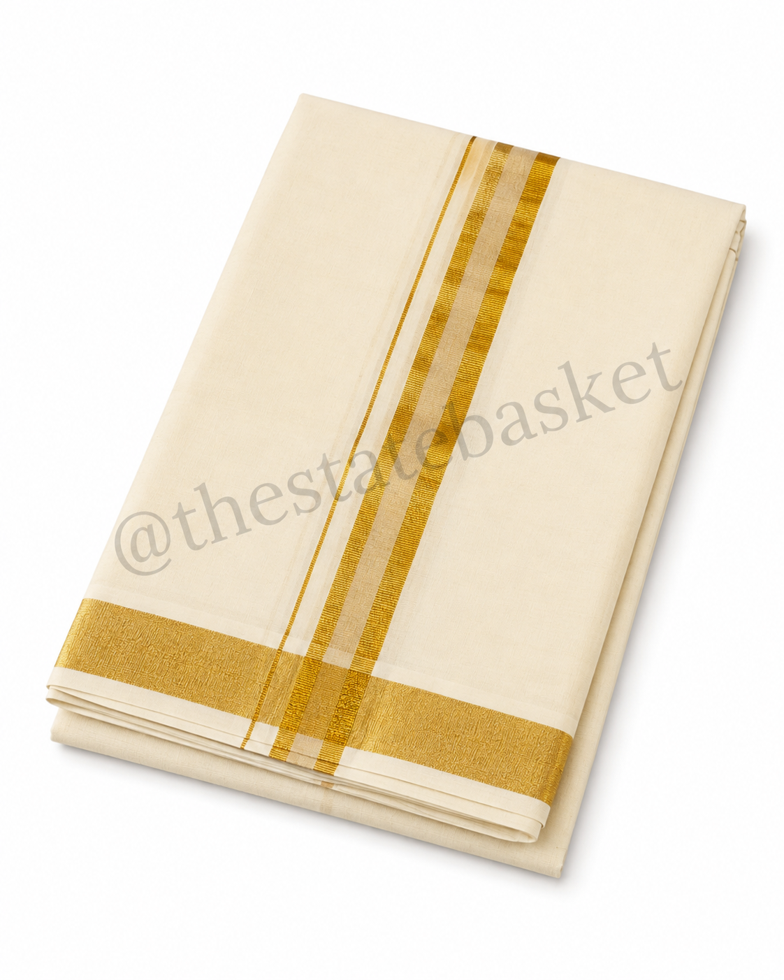 MCR Goldex Kasavu Double Mundu – Gold Kara