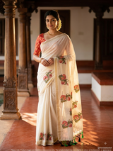 Floral Print Saree with Matching Blouse Piece