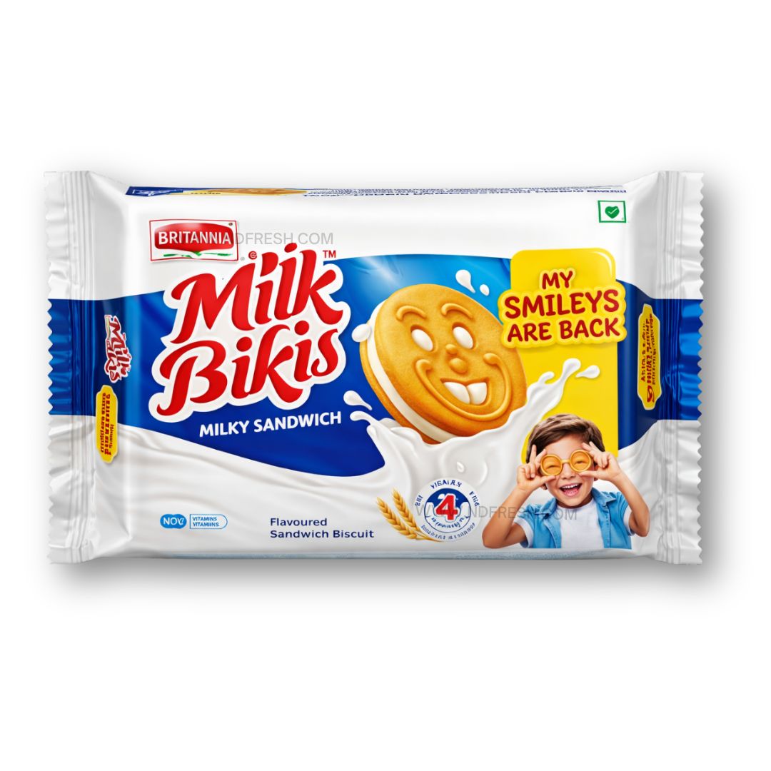 Britannia Milk Bikis Milky Sandwich Biscuits – 188 g