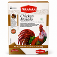 Nirapara Chicken Masala spice mix box, 160 g. The packaging features a white background with brown borders, a red brand logo, and an illustration of a colorful rooster.