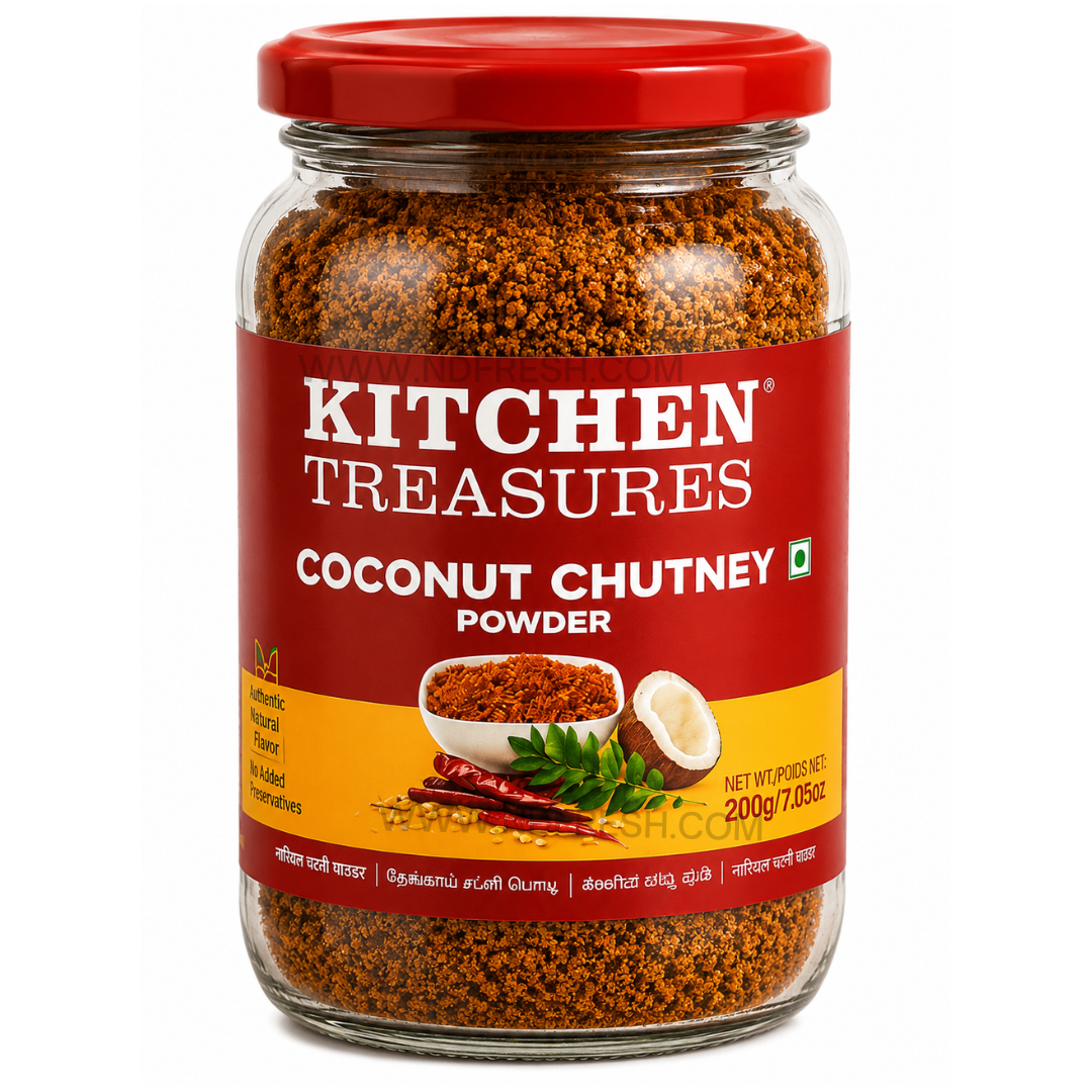 Kitchen Treasures Coconut Chutney Powder – 200 g | Instant Coconut Chutney Mix