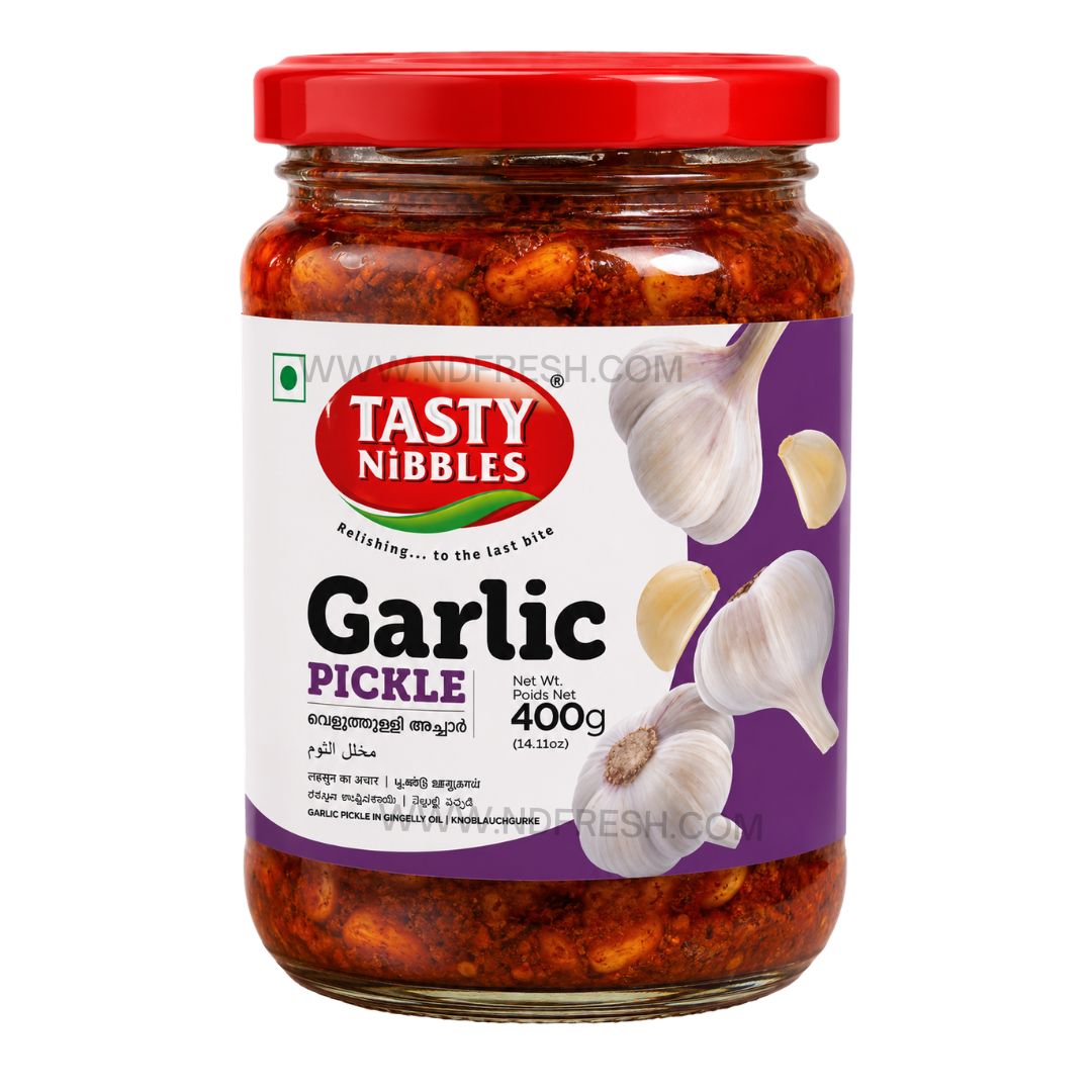 Tasty Nibbles Garlic Pickle – 400 g | Traditional Indian Garlic Pickle